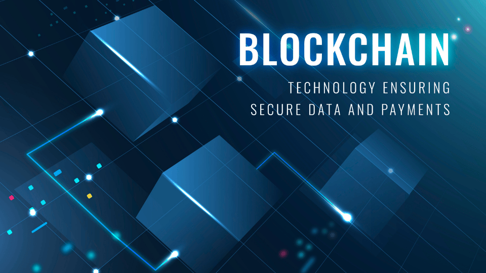 Digital illustration of blockchain technology, emphasizing secure data and payments.